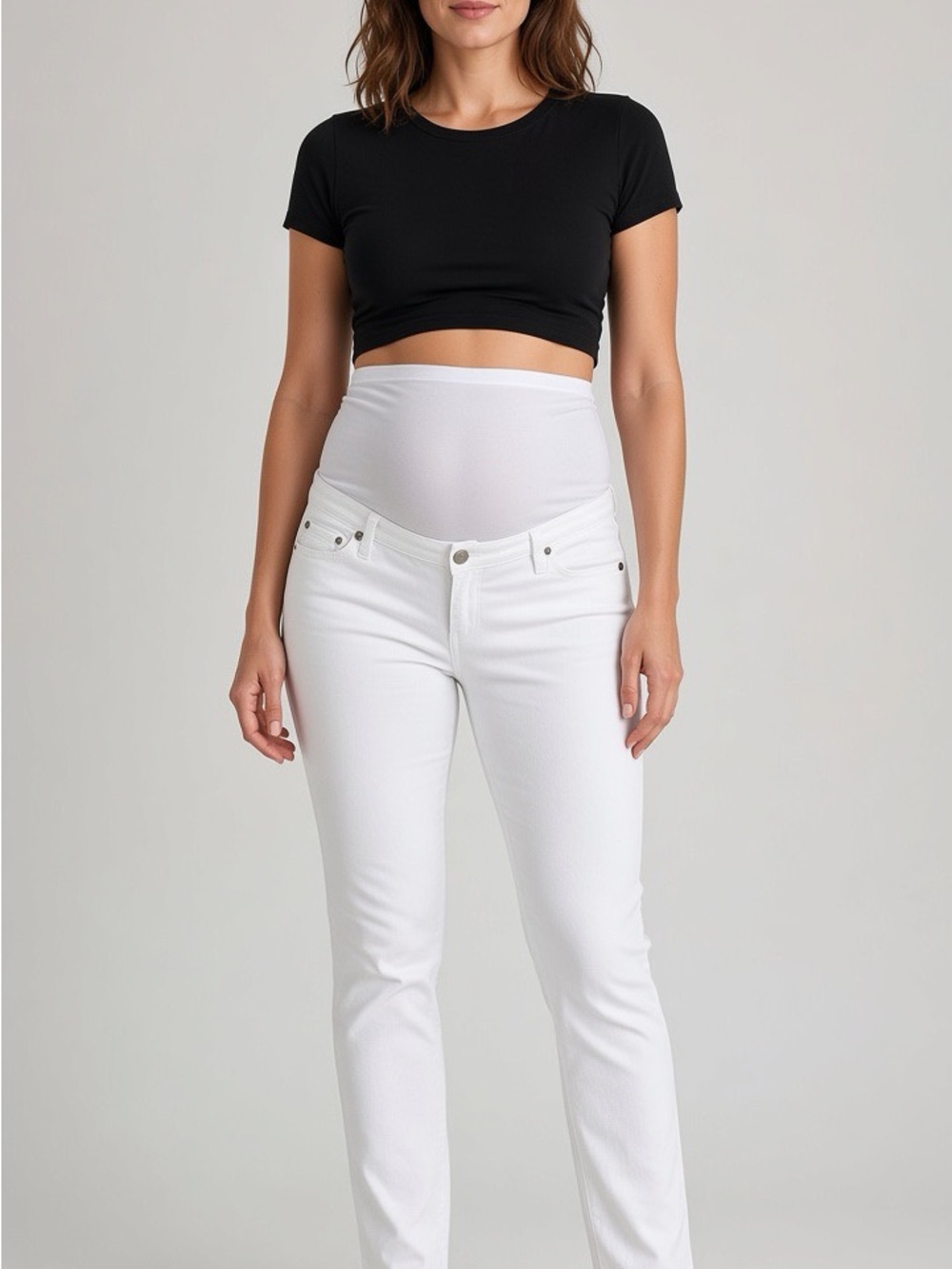 Gap Maternity White Skinny Jeans Size 30 Regular High Waist Panel